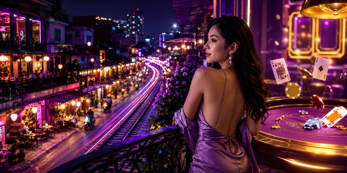 Bàn chơi bài tại Hà Nội với ánh neon gợi chủ đề bảo mật dữ liệu tài khoản
