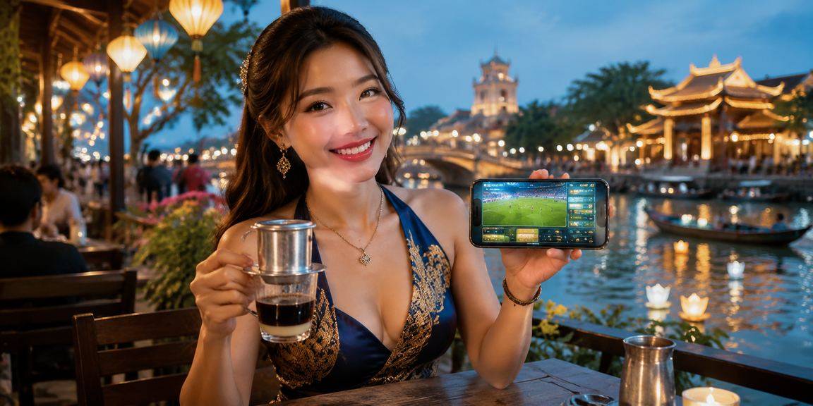 Điện thoại trên bàn cà phê tại Huế gợi trải nghiệm đăng nhập mobile an toàn