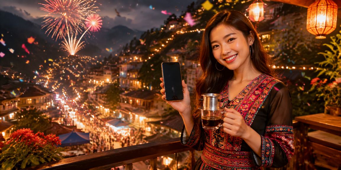 Cảnh Sapa với cà phê Việt Nam minh họa truy cập casino mobile trên điện thoại